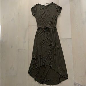 High-low Olive Maxi dress